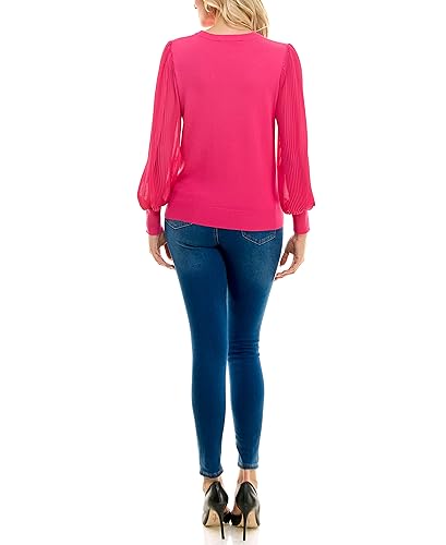 Image of Zac & Rachel Women's Sweater Knit + Pleated Chiffon Blouse