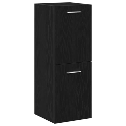 vidaXL Gabinete de Baño Moderno de Roble Negro Gran Almacenamiento 30X30X80 cm Diseño Chic de MDF 2 Puertas con Bisagra Ideal para Organización Interior y Decoración Elegant