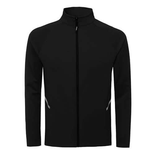 Genérico Chaqueta Softshell de Hombre con Cuello y Cremalleras en Color Contrastante Chaqueta Deportiva para Correr