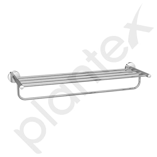 Image of Plantex 24 inch Towel Rack for Bathroom /Smero Pure Brass Towel Stand /Hanger /Holder /Towel Bar /Bathroom Accessories - Circle (Chrome)