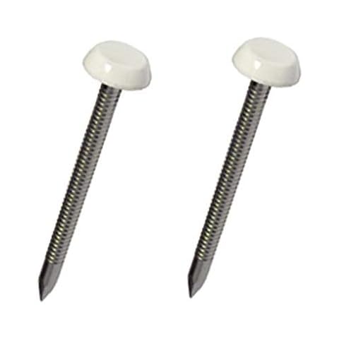 50 x 30mm White UPVC Poly Top Pins Nails Plastic Headed Polytop stainless Steel Cover