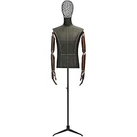 IUokLU Mannequin Tailors Display Manikin Body Black Male Adjustable 140-190cm Tripod Stand Tailors Dummy Wire Hollow Head For Jewelry Display Mannequin Body Torso Dress Form (Black b)