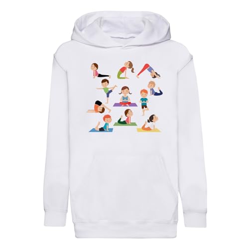 Sweat à capuche enfant yoga et méditation motif hatha asanas