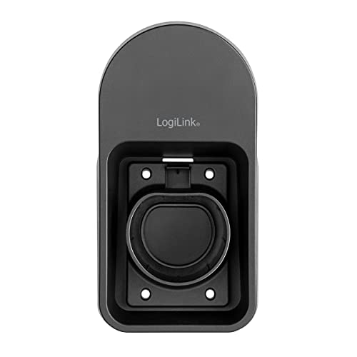 LogiLink Universal Wandhalterung mit Kabelstutzen für Auto-Ladekabel nach Europäischem Standard, max. Belastung = 10kg, Farbe: Schwarz