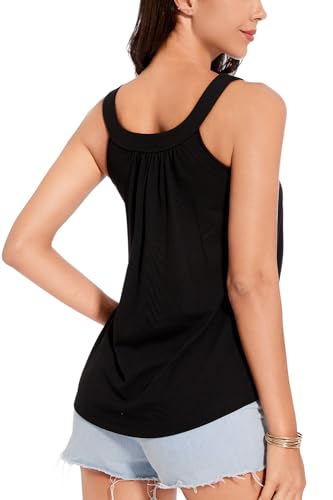 ANYFITTING Women's Built in Bra Tank Top 2025 Summer Trendy Tops Flowy Loose Fit Casual Halter Cami Camisole Outfits S-3XL4