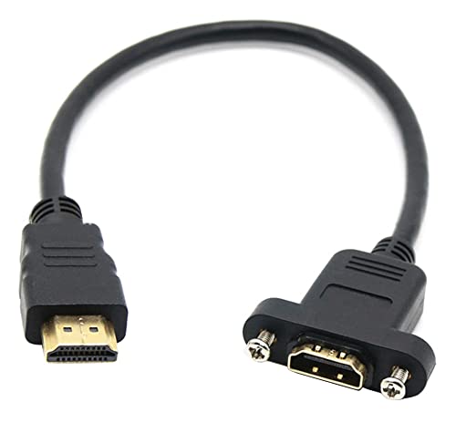 Montage du panneau HDMI Câble d'extension haute vitesse HDMI Câble d'extension mâle à femelle avec support à vis 4K Résolution pour Blu Ray Player, 3D TV, C'est ça. Xbox360,Noir (1 FT/30 CM)