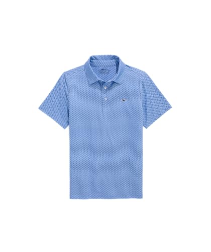 Image of vineyard vines Boys' Printed Sankaty Performance Polo, Bass Micro Jake Blue, S