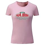 Generic Women's Pizza PAPA John's T-Shirts (Pink Large)