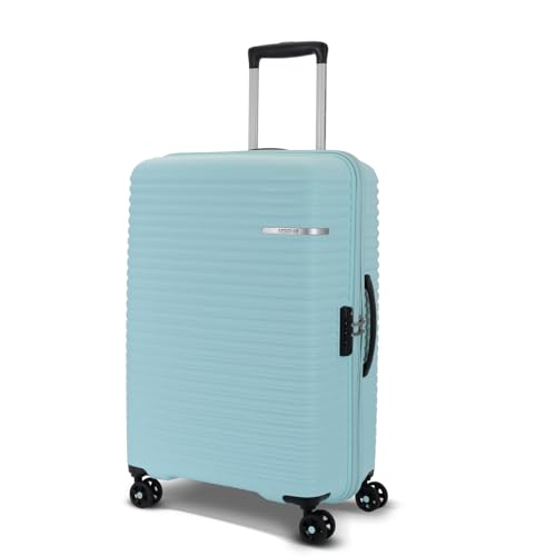 Image of American Tourister Liftoff+ | Medium Size Check-in Trolley Bag (67 cm) for Travel | 360 8 Wheel Travel Luggage | Hard Case Polypropylene (PP) Suitcase | Mounted TSA Lock | Spa Blue