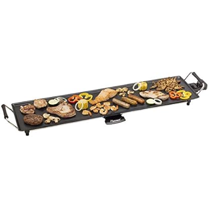 Bestron elektrischer Tischgrill, XXL Plancha-/Teppanyaki-Grillplatte mit Antihaftbeschichtung, Grillspaß für bis zu 8 Personen, extra lange Grillfläche, 1.800 Watt, Farbe; Schwarz, 90,5 x 23,7 cm