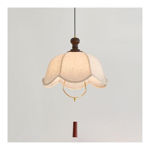Rustic Linen Drum Shade Pendant Light, E27 Hardwired, Retro Fabric Shade 15.7 Inch, Farmhouse Adjustable Ceiling Lighting for Kitchen Island, Dining Bedroom