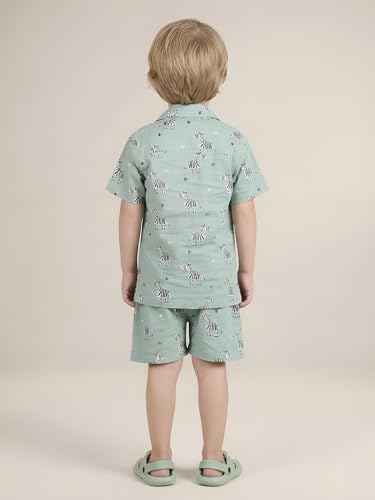 Image of POLKA TOTS 100% Cotton Half Sleeve Shirt and Shorts Combo for Boys | Co-Ord Set for Kids | Summer Wear Dress for Toddlers | Breathable & Skin-Friendly Boys Clothes | Trendy Summer Outfit & Beach Wear