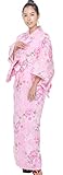 Kimura Jitsugyo Women's Kyoto Traditional Easy Wearing Kawaii Yukata Robe(Japanese Casual Kimono) Pi