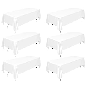 6 Packs White Rectangle Polyester Tablecloth 60 x 102 Inch Polyester Fabric Table Clothes Cover,for Indoor and Outdoor 6 Ft Rectangle Tables,Wedding,Birthday,Party,Table Decoration(152X260cm)