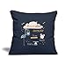 Spreadshirt® Cadeau De Naissance Personnalisable Cigogne avec Nom Et Date De Naissance Housse De Coussin Décorative 45 x 45 cm, Bleu Marine