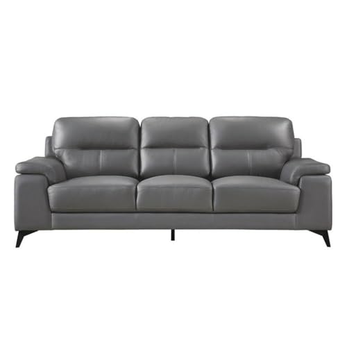 Homelegance 89" Leather Sofa, Dark Gray
