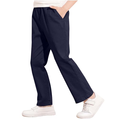 Pantalones escolares para niños, elásticos, ligeros, fáciles de vestir, uniformes escolares, pantalones chinos para chándal, casual, de algodón, ajuste cómodo, ropa deportiva 2025