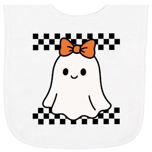 inktastic Halloween Girl Ghost Checkered Baby Terry Cloth Bib