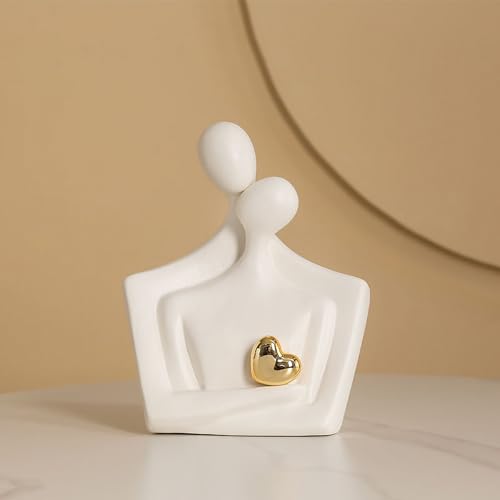 Escultura de pareja romántica en porcelana blanca miniatura 3
