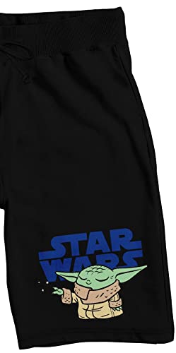 The Mandalorian Grogu Star Wars Logo Men's Black Sleep Pajama Shorts2