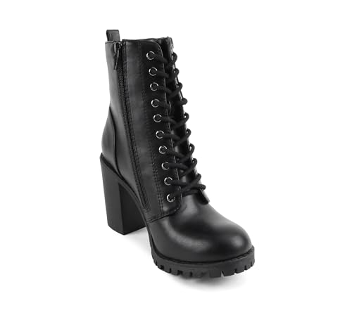 Image of Soda Women's Malia Faux Lace Up Chunky Lug Sole Combat Boot