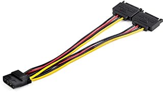 StarTech.com Dual SATA to LP4 Power Doubler Cable Adapter 2 SATA to 4 Pin LP4 Internal PC Peripheral Power Supply Connector SATA Y Cable Male/Female 18 AWG Wire 9 Amps/108W (DSATPMOLP4)