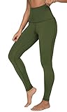 QUEENIEKE Damen-hohe Taillen Yoga Leggings Hosen Trainings Strumpfhosen laufen Armee-Grün XS