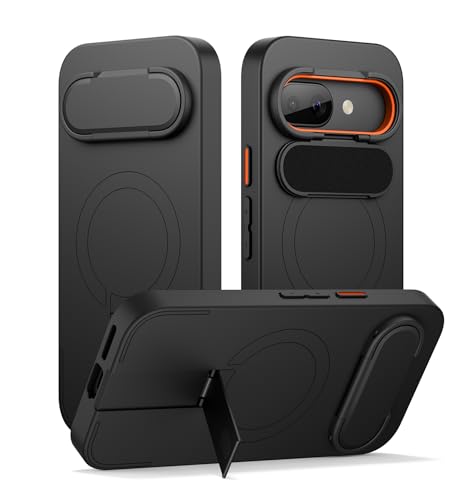 SURITCH Magnetisch Hülle Kompatibel mit Google Pixel 9a Handyhülle mit Metall Ständer und Kameraschutz Stoßfest Schutzhülle Kratzfest Hülle für Pixel 9a (Schwarz)