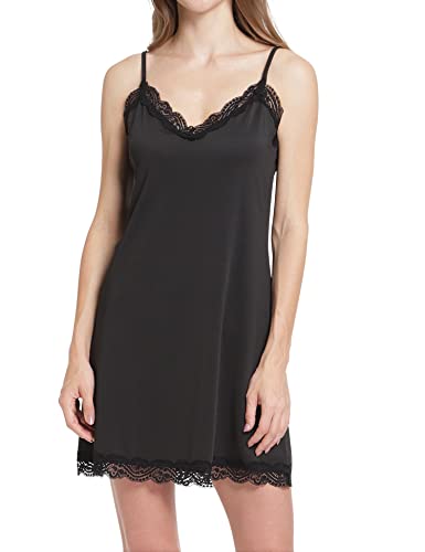 Image of MANCYFIT Women's Full Slips Lace V-neck Adjustable Strap Sleepwear Dress