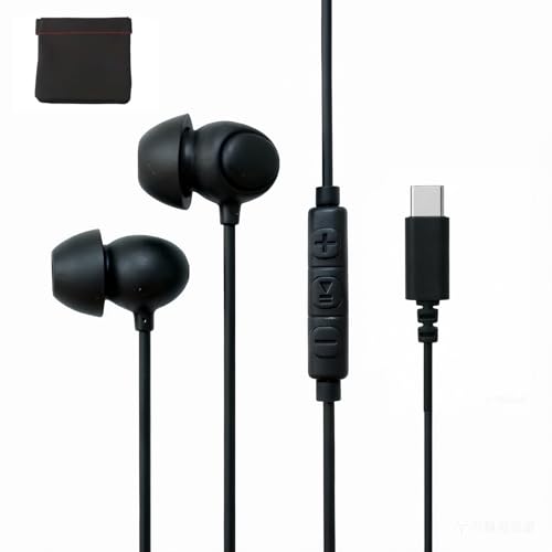 Immersive Type-C Wired Earbuds for Sleeping – Ultra-Plush Silicone Fit Blocks Distractions, Comfortable Side-Sleeping Headphones for Travel, Yoga & Work, Plug-and-Play Convenience(Black)