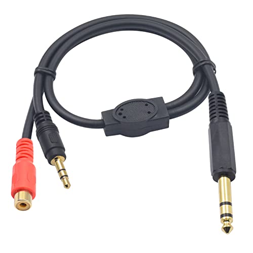 Duttek 6.35mm 1/4" to RCA Female and 3.5mm 1/8" Male Stereo Audio Cable,3.5mm to 6.35mm Audio Jack,6.35mm to RCA Audio Jack Cable Extension Cord for Headphones MP3 Players