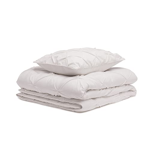Image of Amazon Basics 2-Piece Lightweight Pinch Pleat All-Season Down-Alternative Comforter Bedding Set with Piped Edges, Twin /Twin XL, Cream