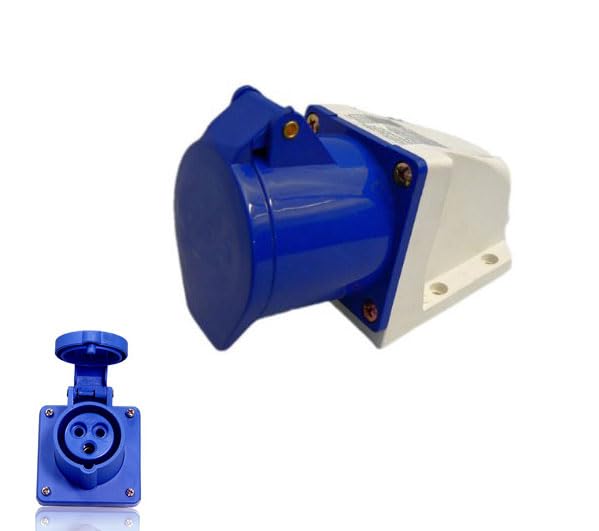 Presa Elettrica Industriale Parete Inclinata 32A 2P+T 220-250V IP44 Connettore CEE Professionale - Blu