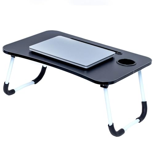 Intirilife Table d'ordinateur Portable Pliable en Noir de 60 x 40 x 28 cm - Table de Lecture Plateau de Petit déjeuner Plateau de Livre pour lit Salon Bureau...