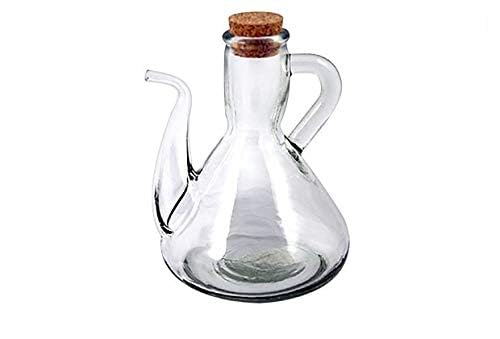 Genérico Aceitera de Vidrio con Tapón de Corcho, 500cc, Transparente, para Aceite y Vinagre