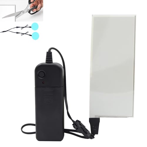 Image of Glowing LED Eyes EL Panel Light Sheet, Ice Blue, 1PCS | Cuttable, 12 * 5cm, Electroluminescent, With Battery Inverter, Decorations