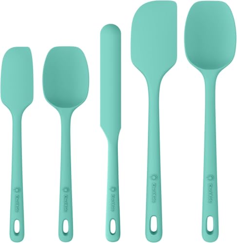 Image of ChefAide 5 Pieces Silicone Spatula Set, Food Grade Rubber Spatula, Upgrade Strong Handle with Ergonomic Grip, Heat Resistant Up to 600F for Nonstick Cookware, Cooking