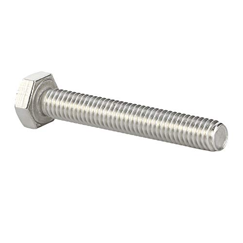 Image of M6 x 100mm Hex Head Screw Bolts, Fully Threaded, Stainless Steel 18-8, Plain Finish, Quantity 10