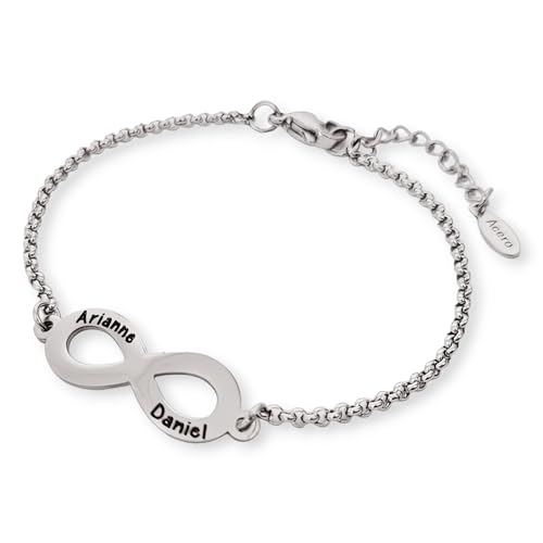 Pulsera infinito personalizada con nombres, de acero inoxidable, ajustable. Regalos para San Valentín. Regalos día de la Madre.