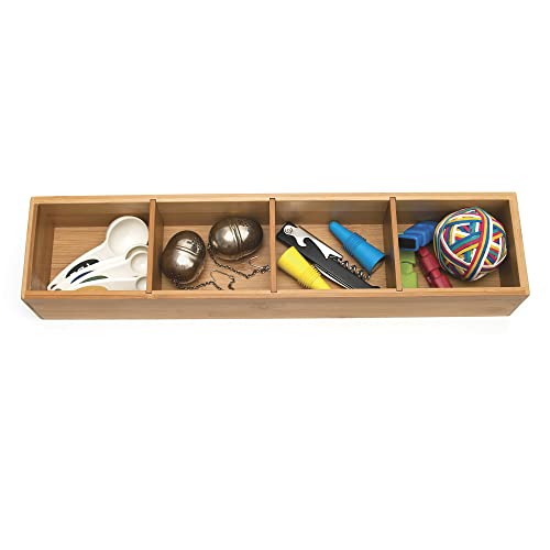 Image of Lipper International Bamboo Drawer Organizer with 3 Removable Dividers, Brown (Pack of 6)