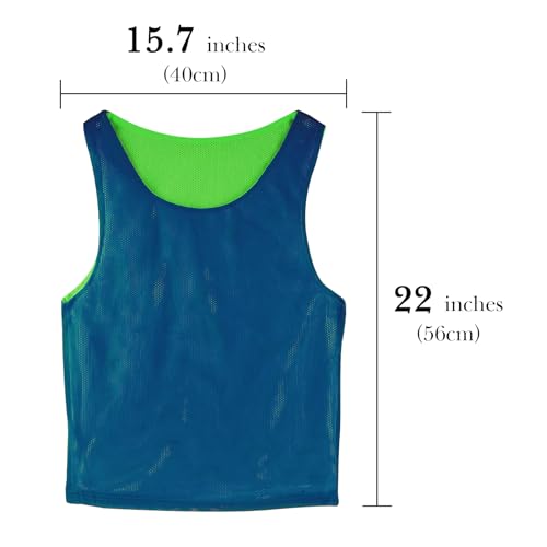 Linkidea Soccer Double Sided Scrimmage Team Vest for Children 6-12 Years Old, Team Reversible Pinnies for Sports & Practice, 2 Side Jerseys Fits Kid, Youth (12-Pack, Blue & Green) - Image 3