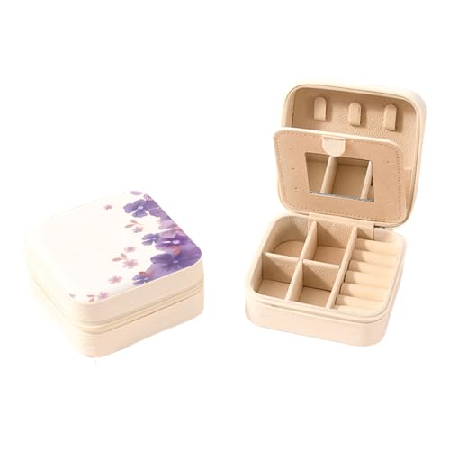 Viojrlly Small Jewellery Box for Women Girls Travel PU Leather Jewelry Box with Mirror, Leather Jewelry Organizer for Earrings, Rings, Studs, Necklaces