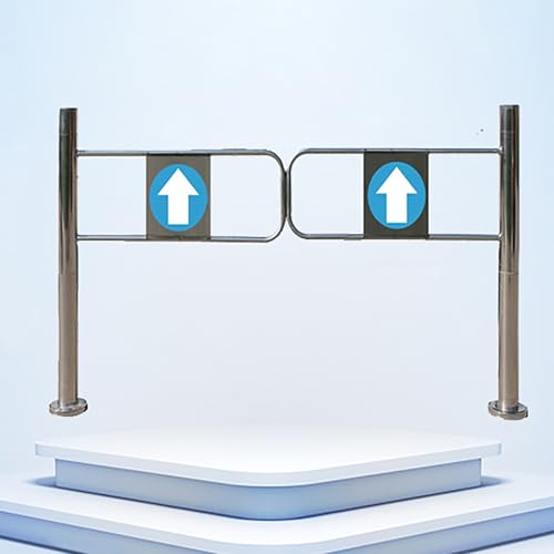 Sistema de acceso automático de puerta basculante manual de 90°, puerta peatonal abierta de acero inoxidable, puerta unidireccional para mercados, entrada, salida Ber (1,9 x 1 m, 1,9 x 1 m)