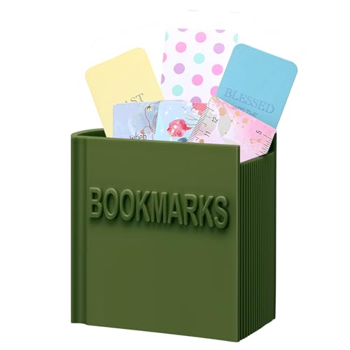 Honeydak 3D Printed Book Shaped Bookmark Holder Book Lover Gift Bookish Accessory Office Desk Supplies Funny Bookmark Accessories End of Year Gift for Teacher(Green)