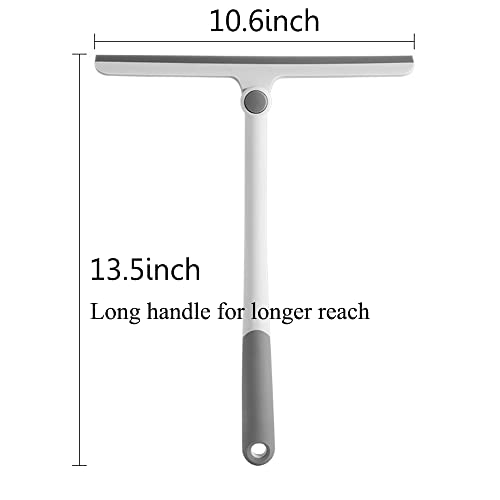 Image of Shower Squeegee - Grey Rotating Blade Window Mirror Squeegee, Soft Glass Cleaner for Home, Bathroom, Car Windshield Cleaning Small Squeegee All-Purpose Wiper Tool