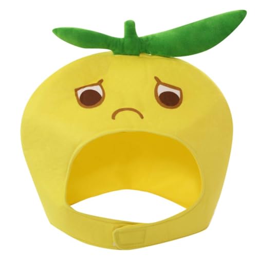 Azonee Lemon Hat Plush Fruit Cap Novelty Headgear Headwear Cosplay Costume Photo Prop for Fruit Theme Party Supplies Funny Costume Hat Novelty Costume Hat Funny Hat Prom