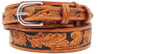 Pro Rider 31-32 Western RANGER Tooled Leather BELT Hand Carved Floral 26Ranger11