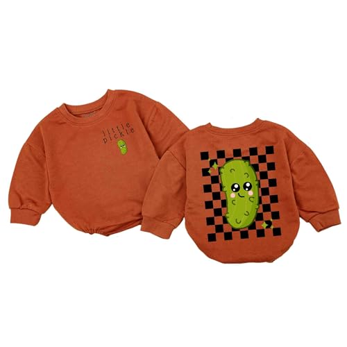 Image of STALOFAZ Little Pickle Baby Romper - Newborn Pickle Boy Girl Outfit Vegan Infant Sweatshirt Vegetable Clothes Shower Gift