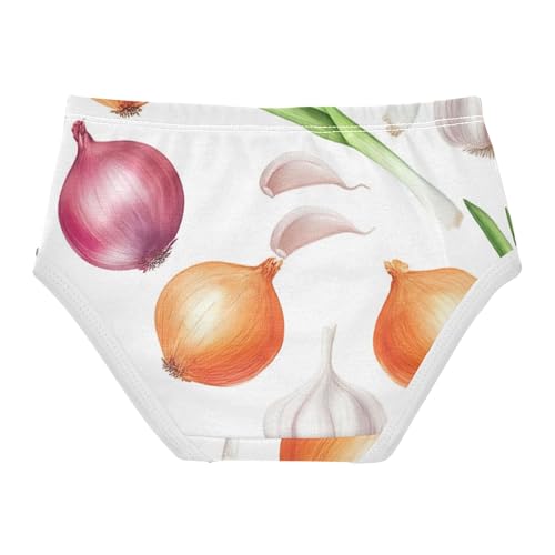 Watercolor Green Onions Garlic Panties Little Girl Girls Underwear Toddler Cotton Funny Briefs Undies Kids 2t2