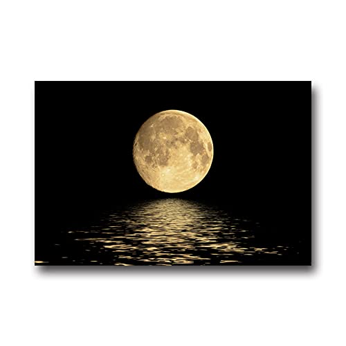 Black White Moon Canvas Painting Abstract Landscape Art Prints and Posters Modern Wall Art Pictures Sala de estar Decoración del hogar Pasillo Luna Decoración Pintura (Sin Marco),60X90cm Cover